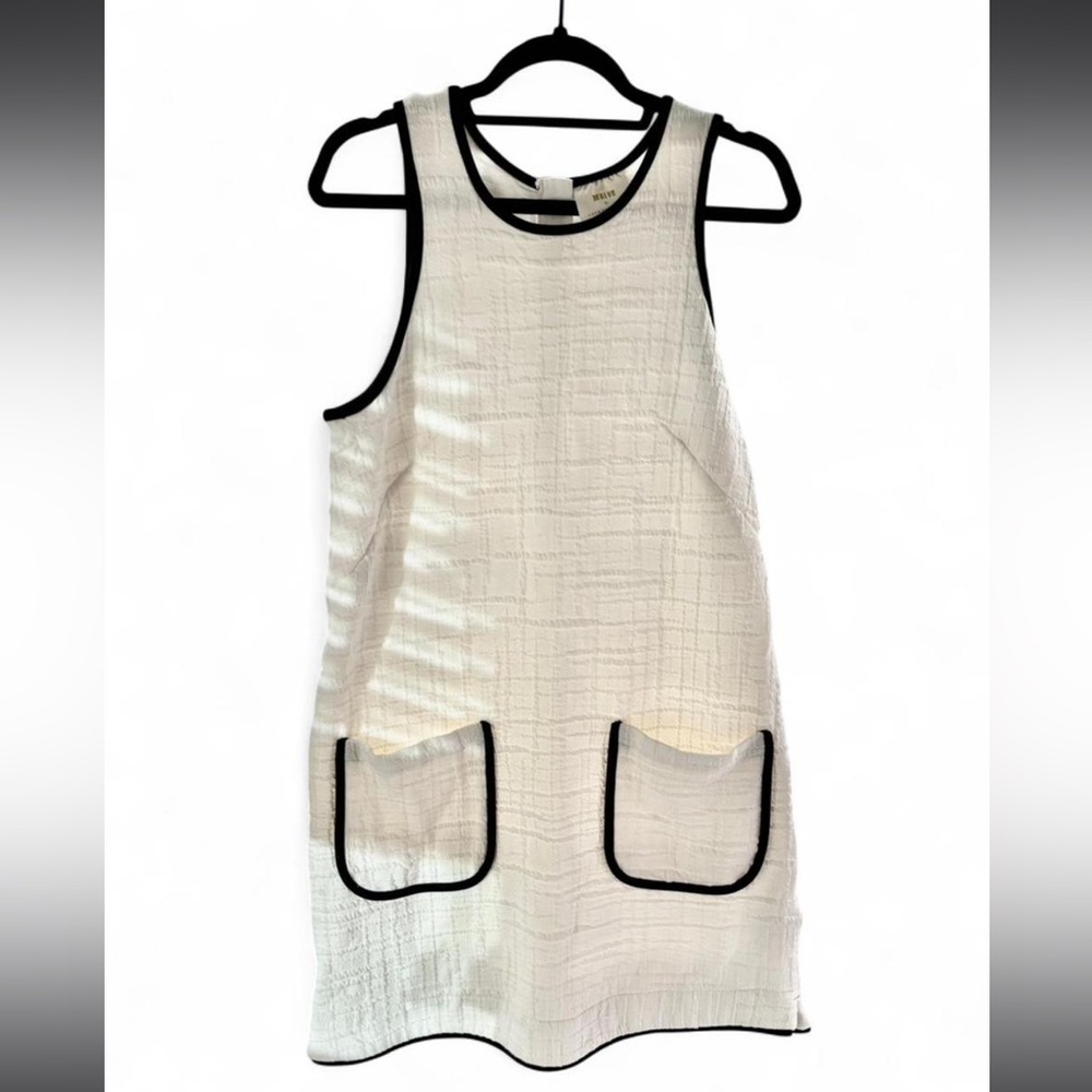 Maeve White and Black Trim Midi Dress